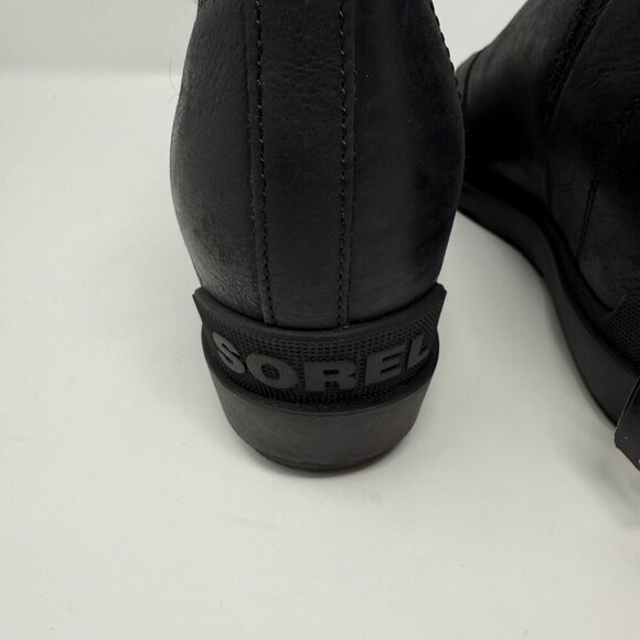 Sorel Evie II Zip Waterproof Leather Ankle Bootie Womens 9 Black Wedges City NWT - Picture 7 of 16
